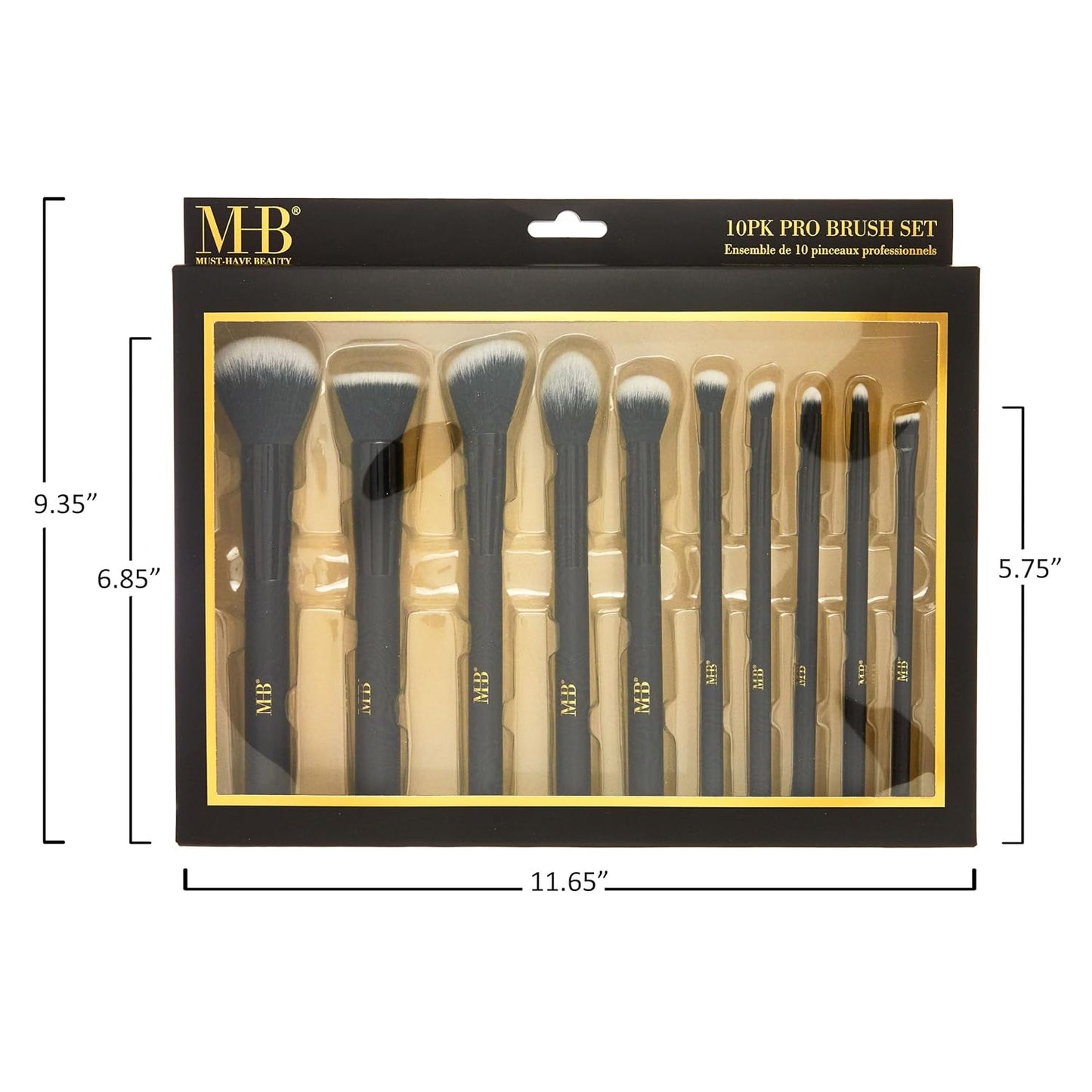 10Pc Pro Makeup Brush Set in Black - 10 Quality Soft Bristle Makeup Brushes for Everyday Use - Professional Makeup Brushes & Tools