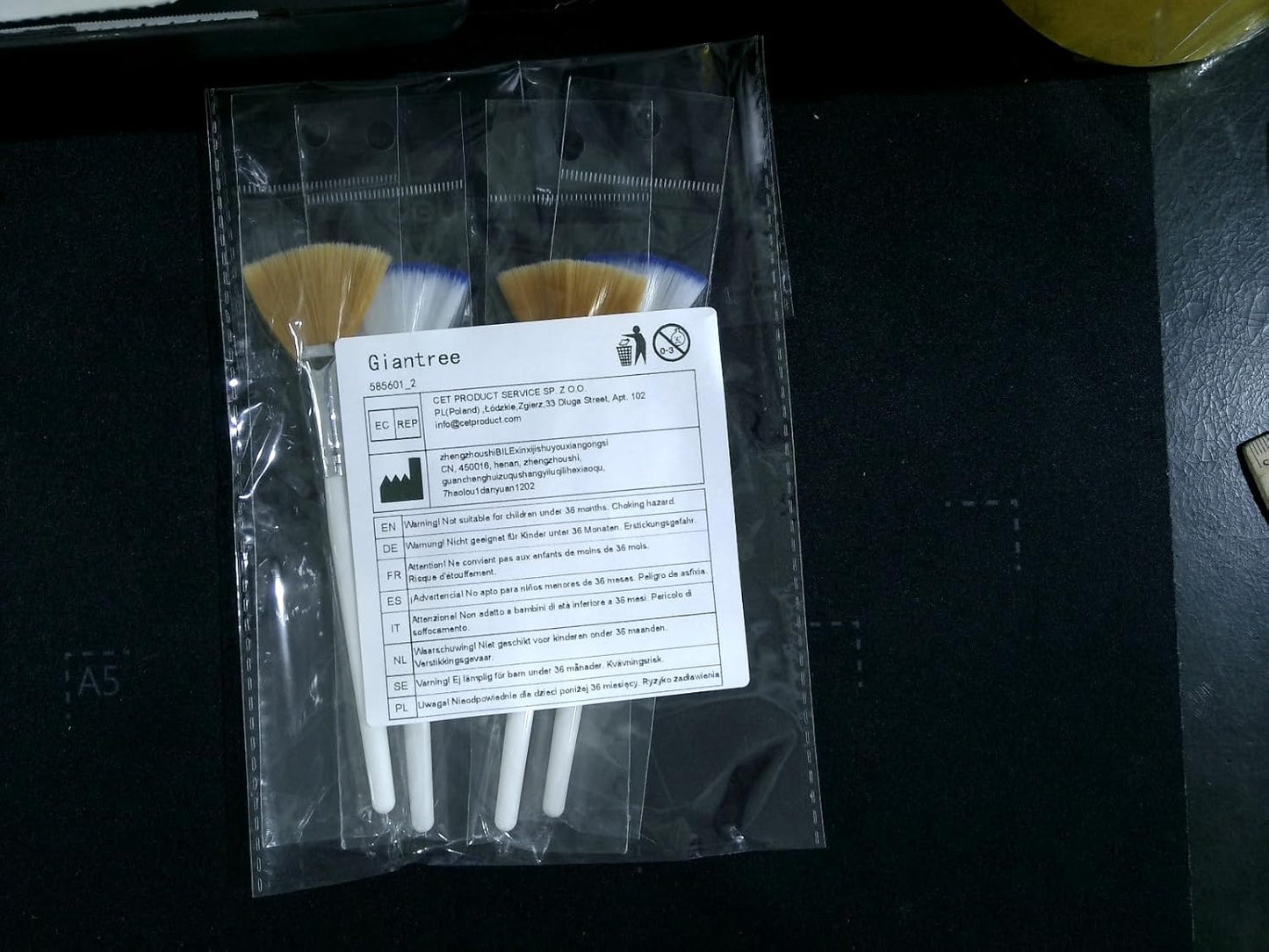 4 Pcs Facial Fan Mask Brushes, Fan Brushes Esthetician, Soft Facial Applicator Brushes Tools, Makeup Fan Brush Tool for Mud Cream Loose Powder Highlighting and Blush(Yellow and Two-Color)