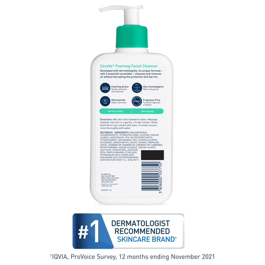 Cera Ve Foaming Facial Cleanser for Normal to Oily Skin, 12 Fl Oz