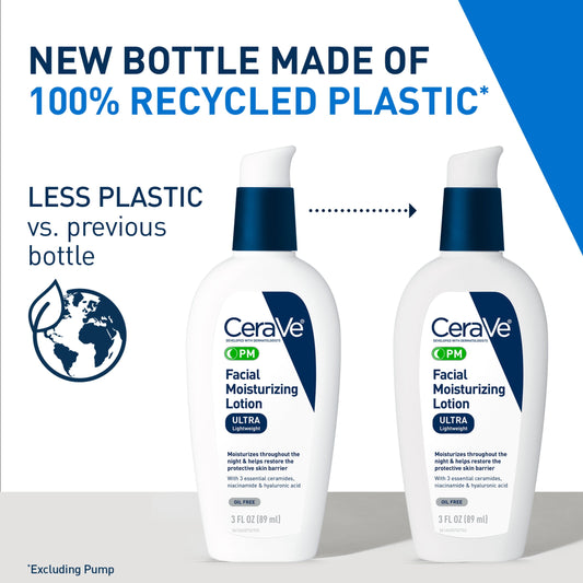 Cera Ve PM Facial Moisturizing Lotion Night Cream, 3 Fl Oz