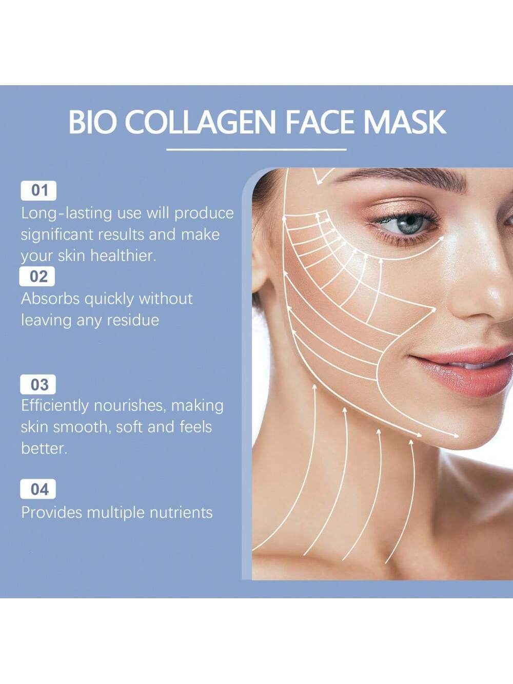 4PCS Bio-Collagen Glow Mask Overnight, Korean Deep Hydrating Firming Hydrogel Mask With Pure Collagen Films For Real Deep Mask Nourishing Experience, Suitable For All Skin Types