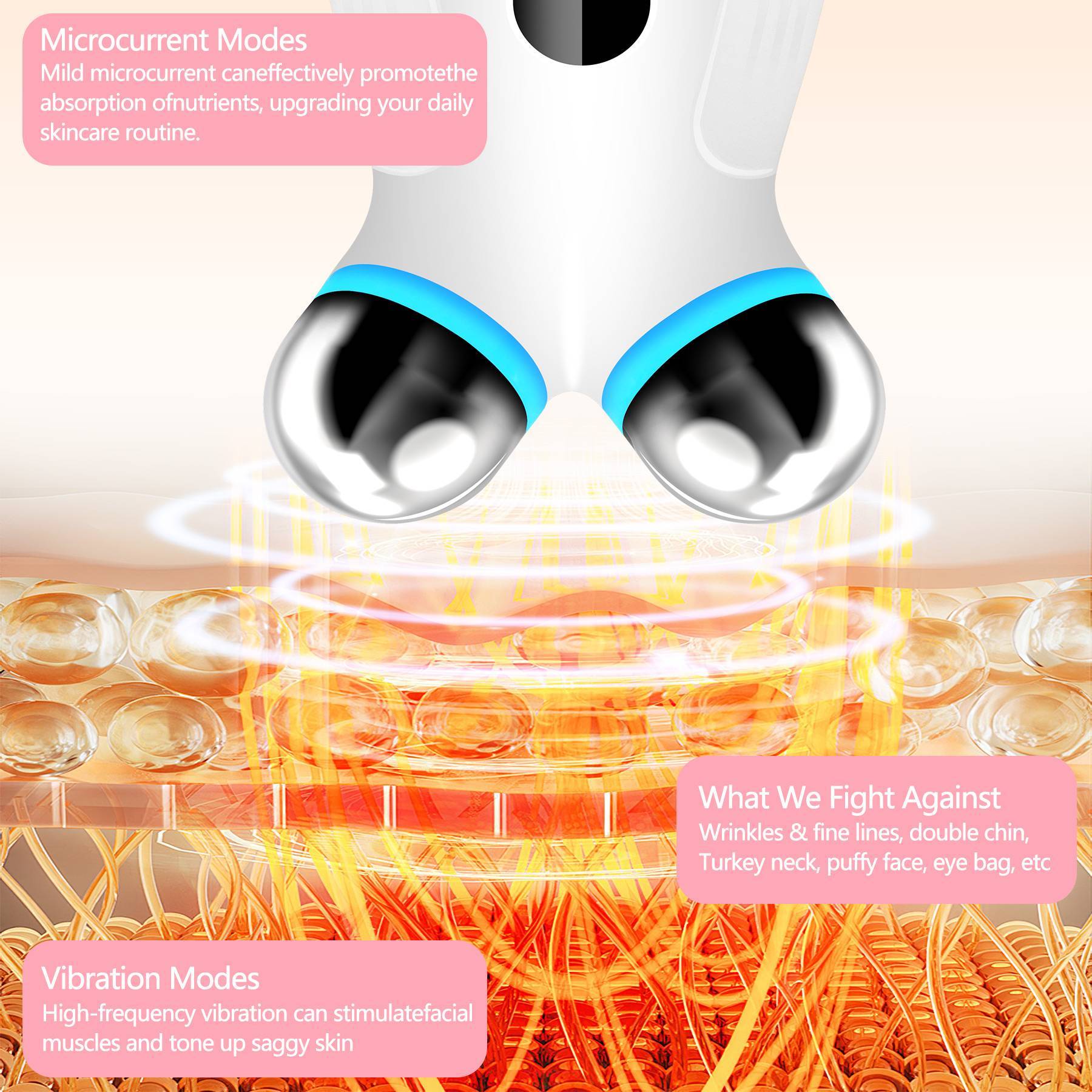 Anti Aging And Wrinkles Microcurrent Facial Device, Boost Skin Care Absorption