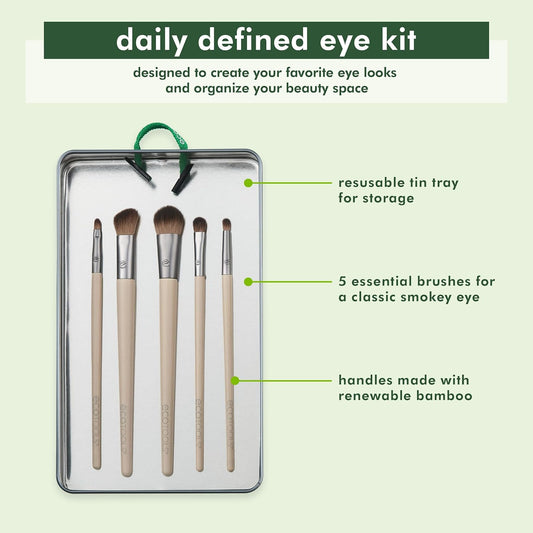 5Pcs Daily Defined Eye Brush Kit – Liquid, Powder & Cream Eyeshadow Brushes