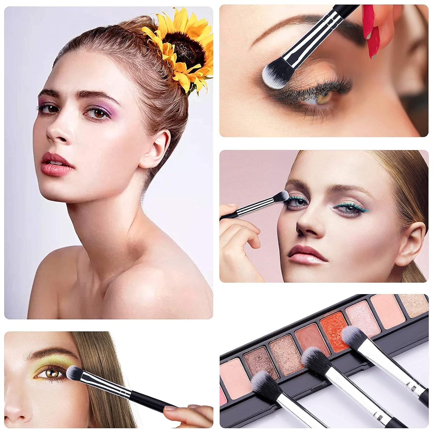 12Pcs Eye Makeup Brushes Set – Synthetic Bristles & Wooden Handles (Black)