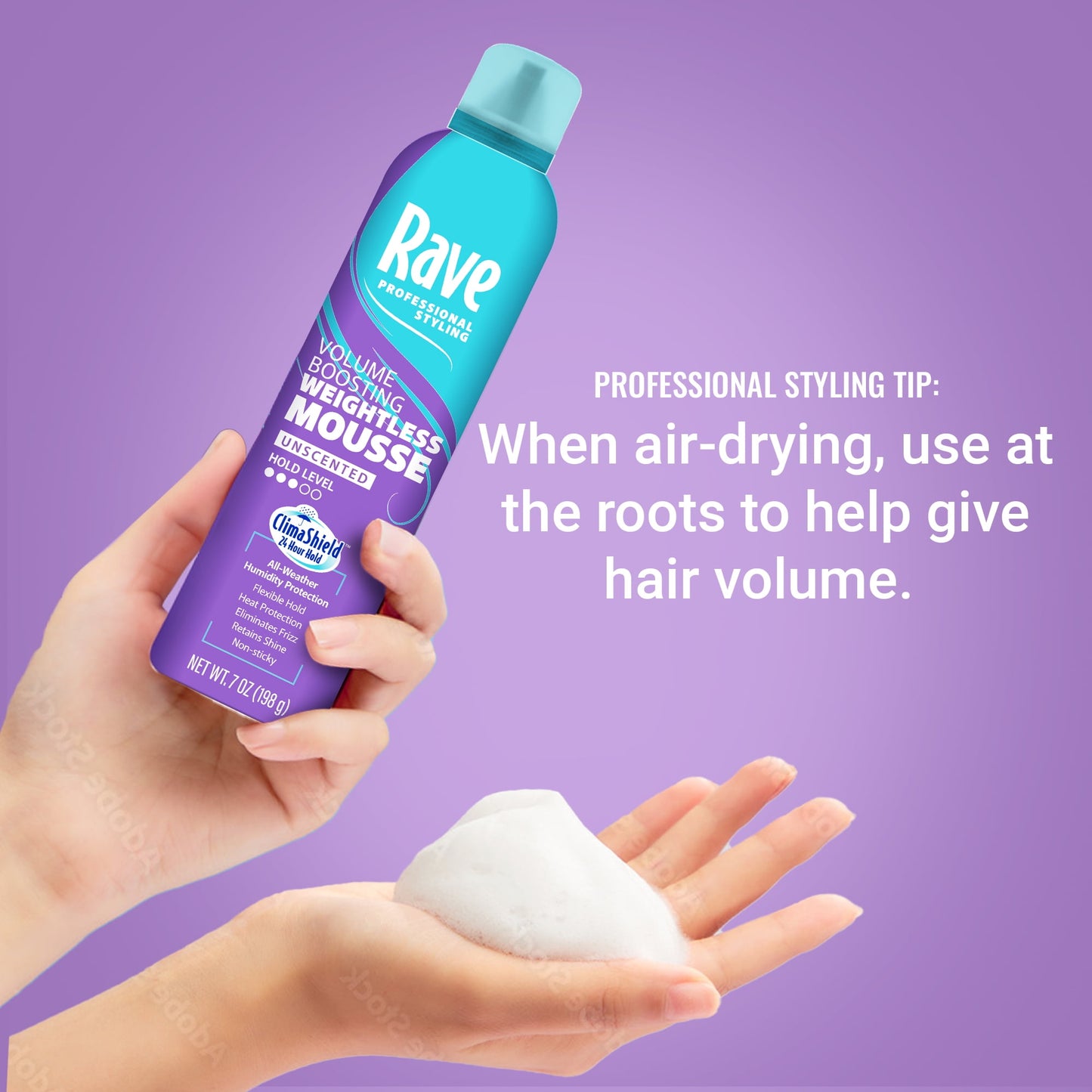 Volume Boosting Weightless Mousse, Unscented, for All Hair Types, 7 Oz