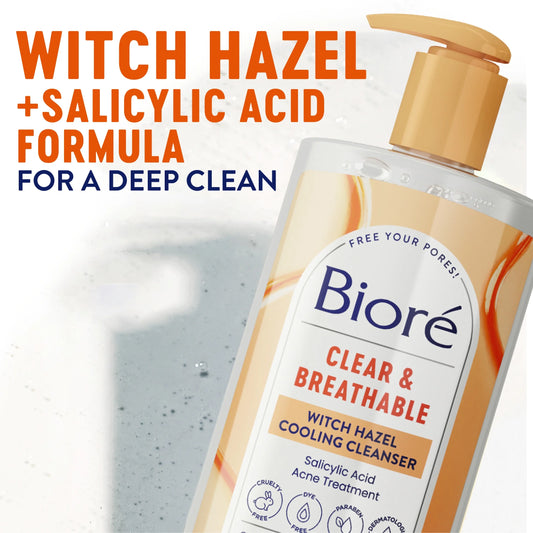 Biore Witch Hazel Face Wash Cleanser – Acne Prone Skin, 6.77 Fl Oz