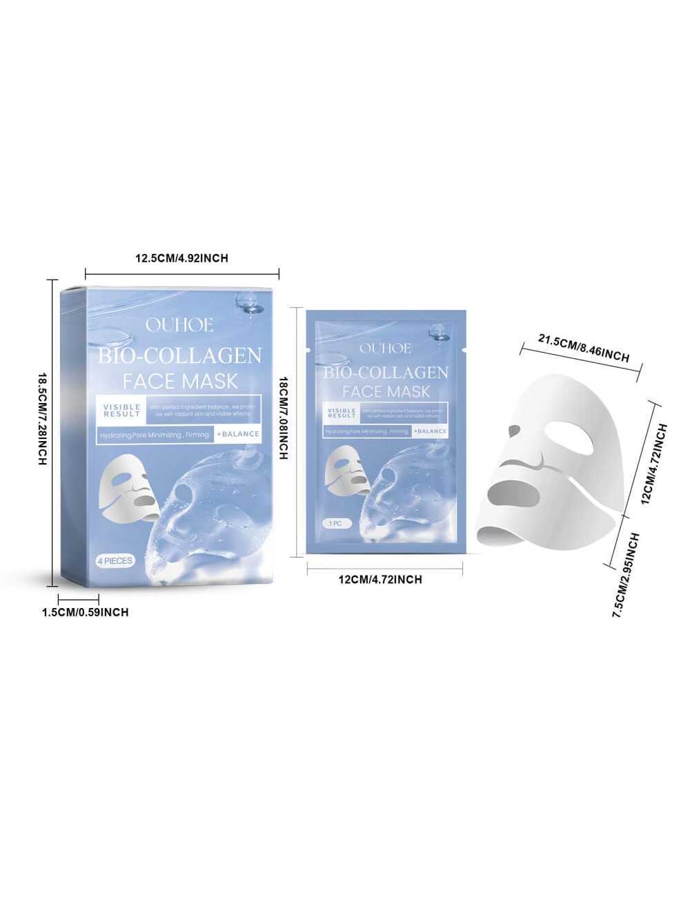 4PCS Bio-Collagen Glow Mask Overnight, Korean Deep Hydrating Firming Hydrogel Mask With Pure Collagen Films For Real Deep Mask Nourishing Experience, Suitable For All Skin Types