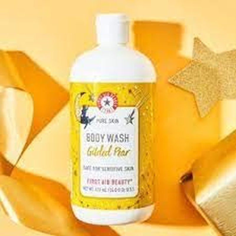 First Aid Beauty Pure Skin Body Wash Gilded Pear Holiday Collection Deep Cleansing, Limited Edition 16 Fl Oz,
