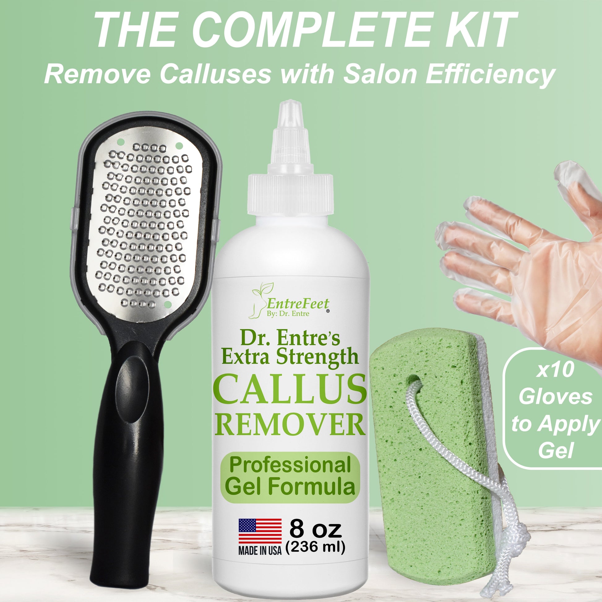Dr. Entre's Callus Remover Gel – Foot Callus Remover Spa Kit with Pedicure Tools, Dead Skin Scrubber