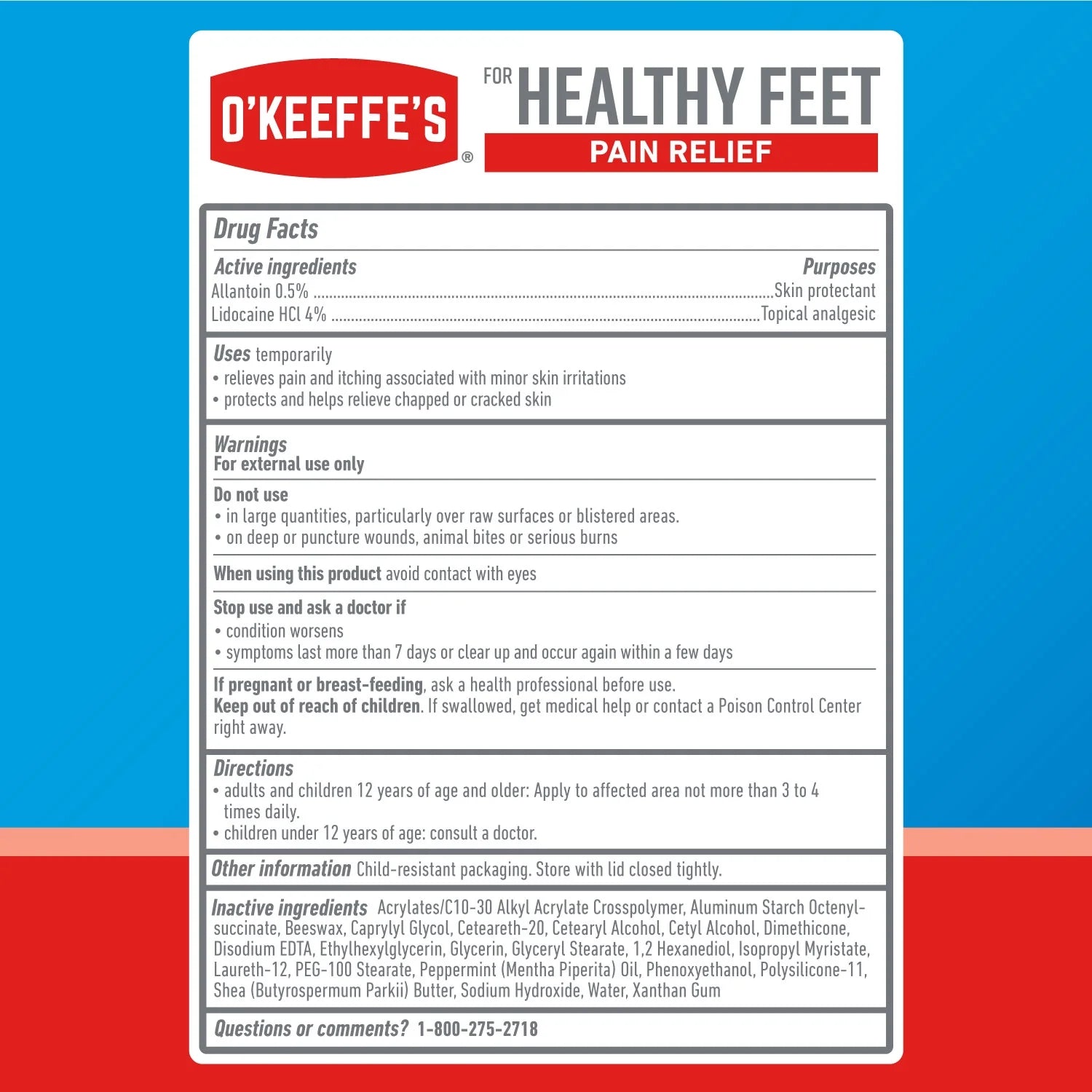 Healthy Feet Pain-Relieving Foot Cream with Lidocaine – 3 oz Tube