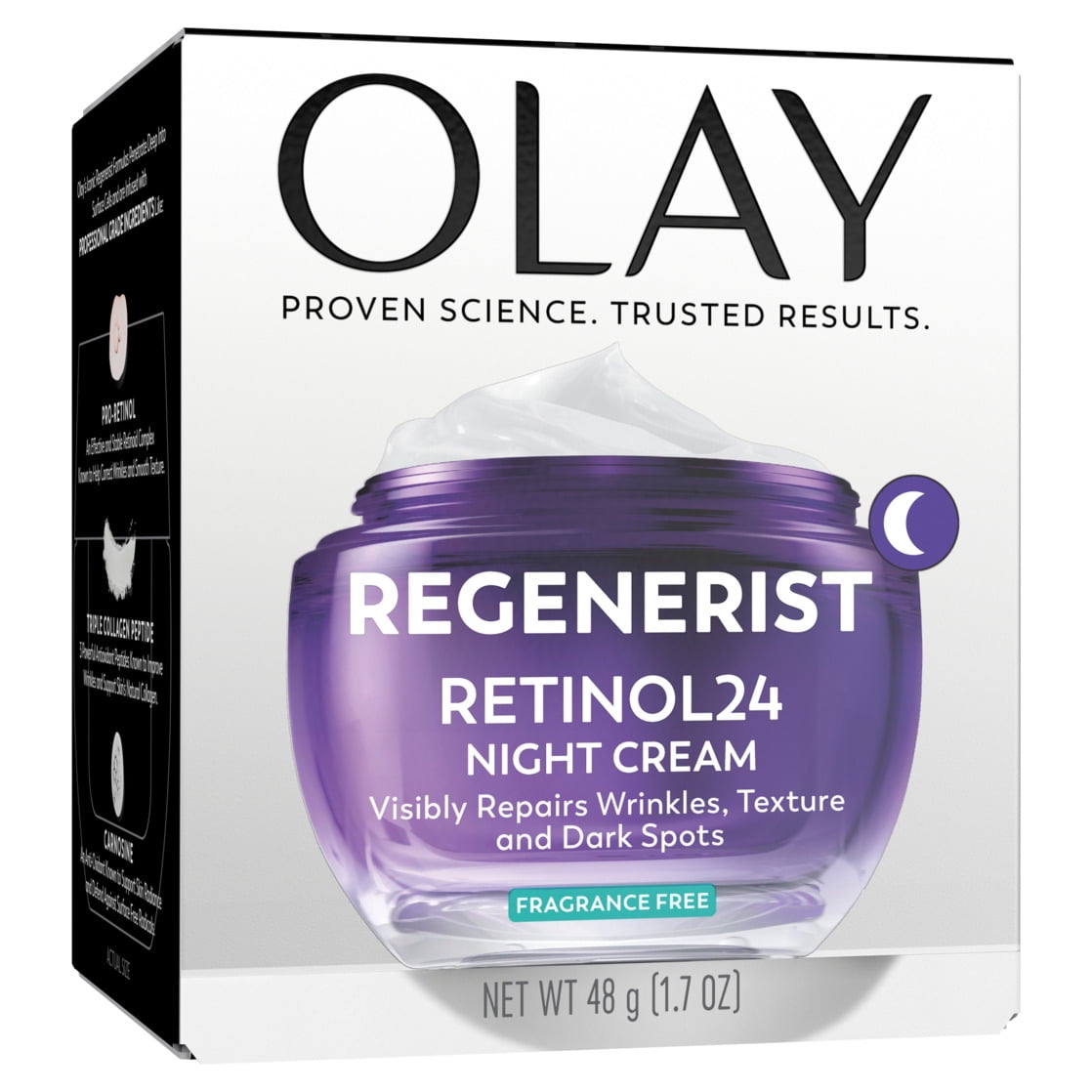 OLAY REGENERIST Retinol 24 Night Cream, Anti-Aging Moisturizer, Fragrance-Free, Non-Greasy, Triple Collagen Peptide