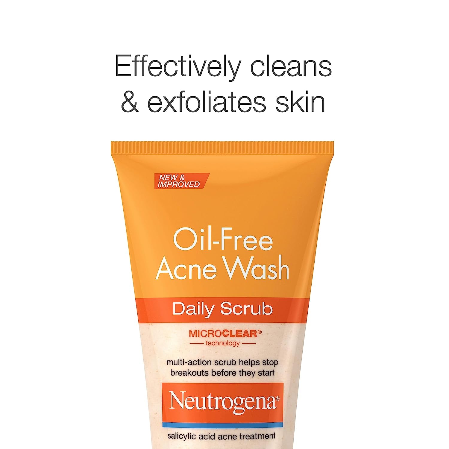 Oil-Free Acne Face Wash with 2% Salicylic Acid, Daily Exfoliating Scrub & Acne Treatment for Oily, Acne-Prone Skin, Clears Breakouts & Blackheads, 4.2 Fl. Oz
