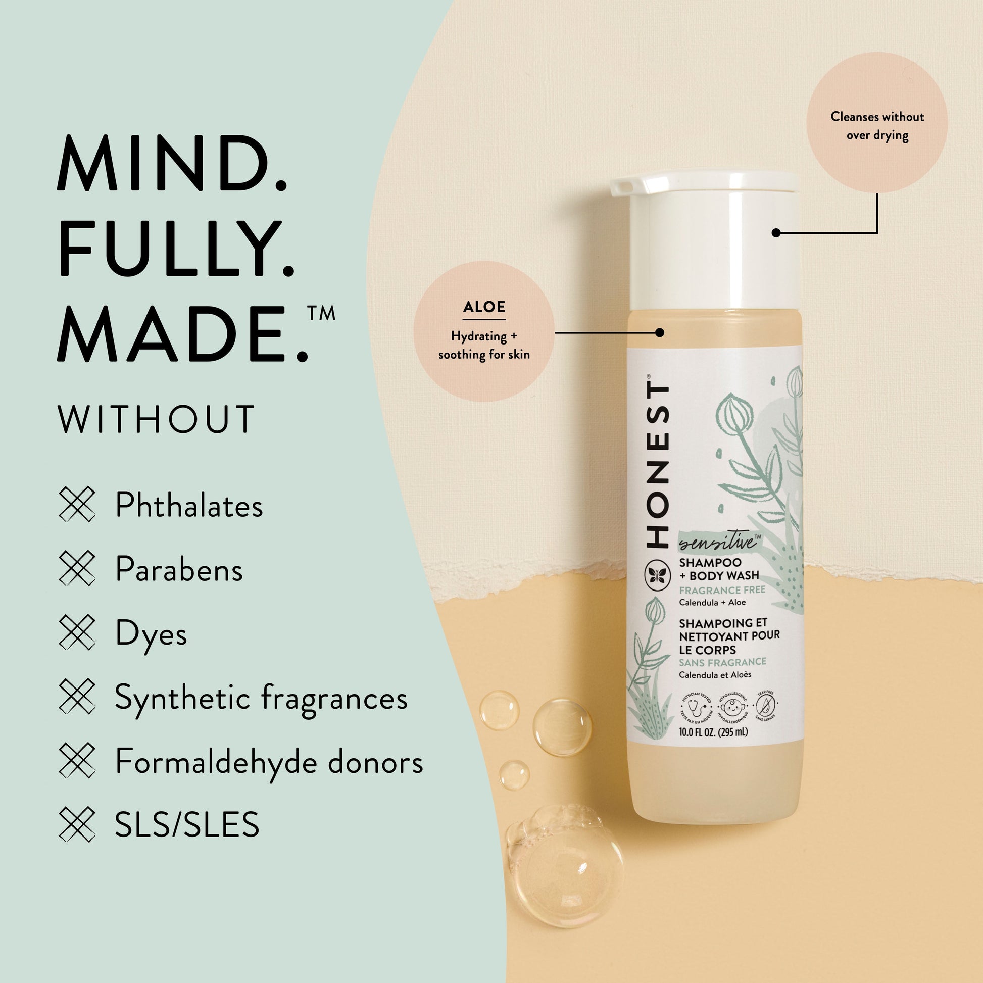 Sensitive Shampoo & Body Wash – Fragrance-Free, 10 fl oz for Gentle Care