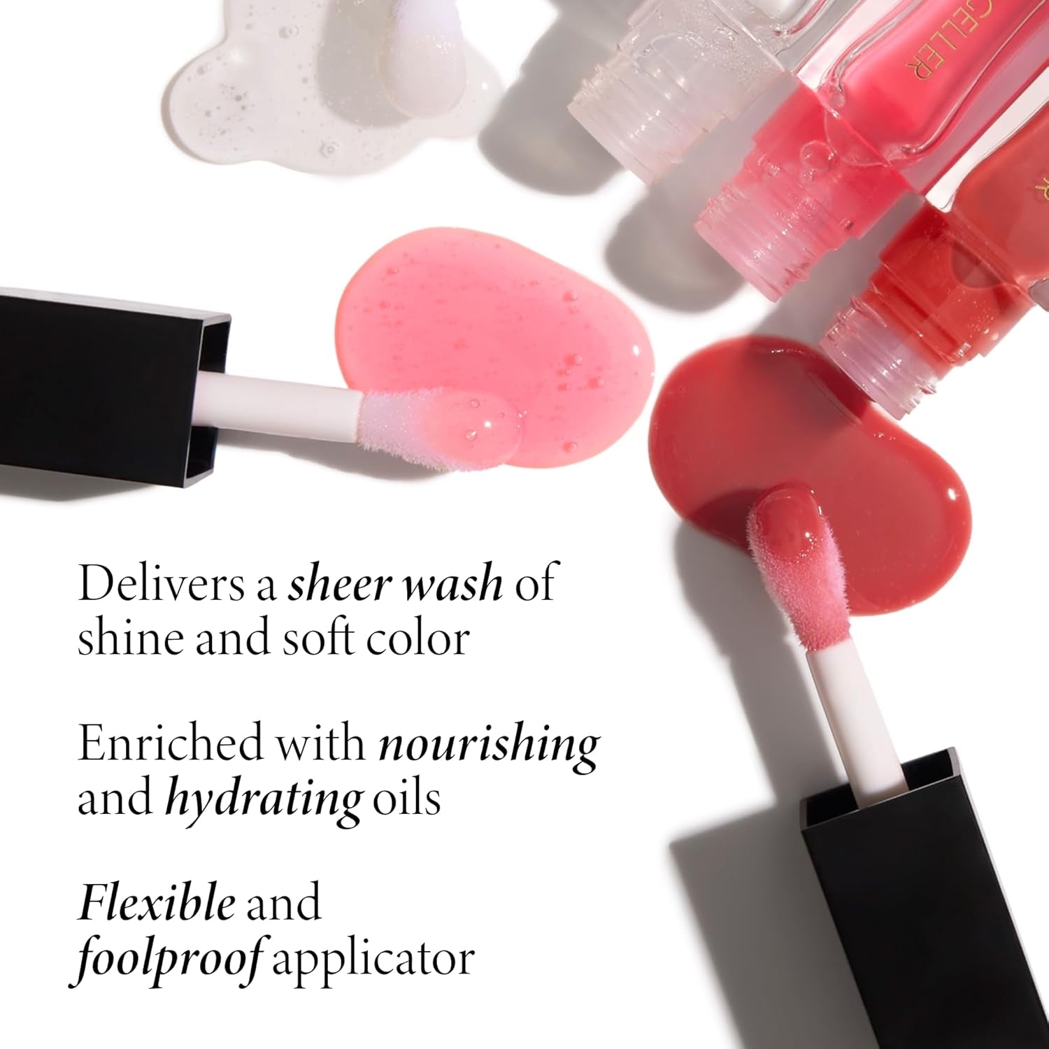 Fine Shine Glossy Lip Oil, Rose Garden - Hydrating Squalane - Pink Lip Gloss
