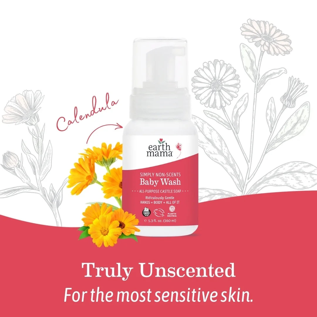 Organics Simply Non-Scents Baby Wash – Unscented, Gentle for Sensitive Skin, Newborn & Child – 5.3 oz