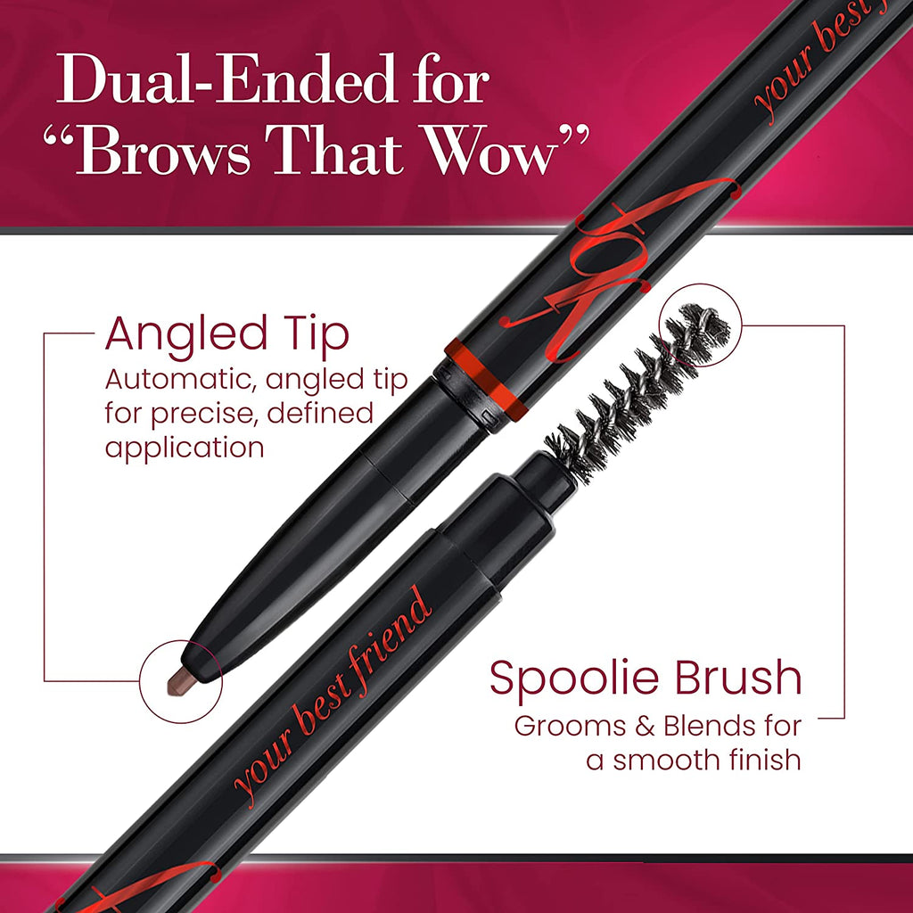 Beauty Eyebrow Pencil – Universal Taupe Automatic Brow Pencil with Spoolie (2 Pack)