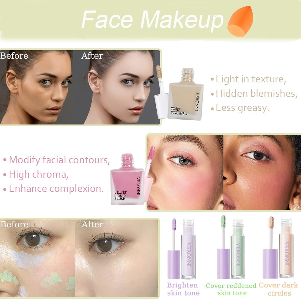 Makeup Kit for Women Full Kit, All in One Makeup Kit with Eyeshadow Eyeliner Eyebrow Lip Gloss Face Makeup & Brushes Full Starter Cosmetics Set for Girls & Teens (Set A)