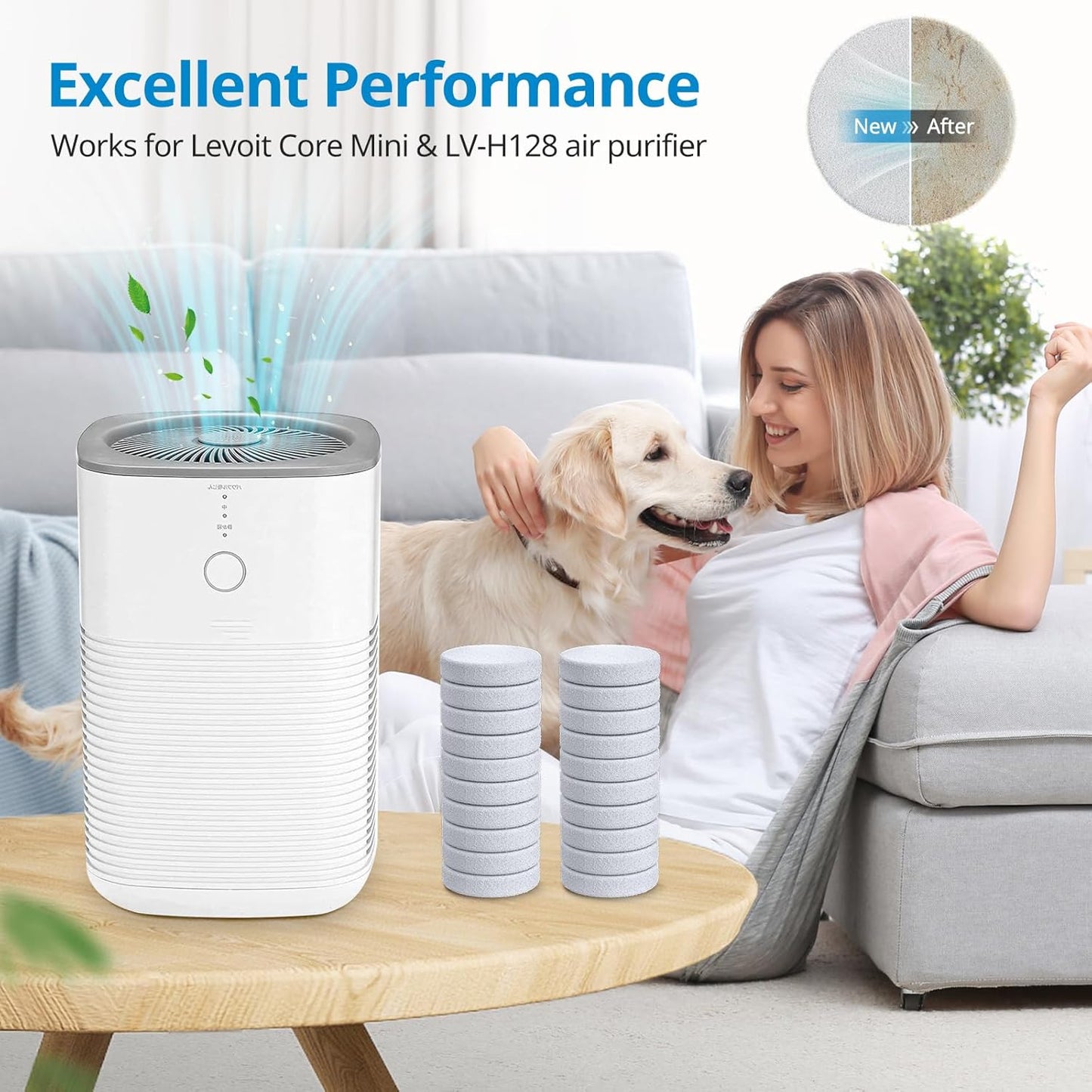 20 Pack Core Mini Aroma Pads Replacement for LEVOIT LV-H128 Essential Oil Replacement Aromatherapy Refill Pads Compatible with LEVOIT Core Mini & LV-H128 Air Purifier, White