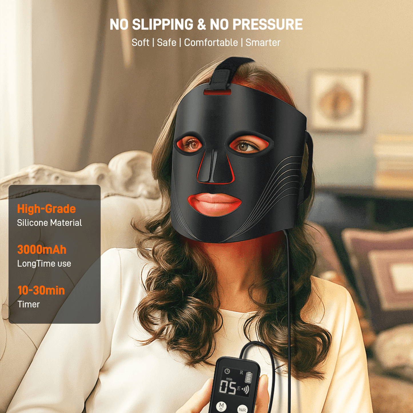 Red Light Therapy for Face, 6 Light Modes Portable Led Face Mask Light Therapy, near Infrared 850 Red Light, 400 LED Beads, Timing Function, Skincare at Home & Travel