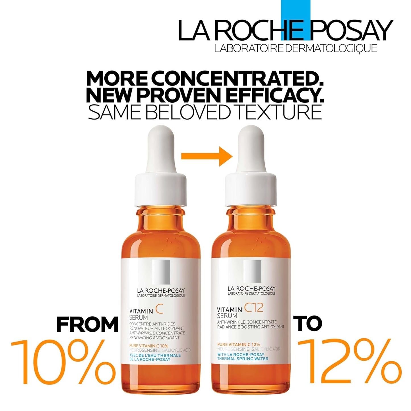 La Roche-Posay Pure 12% Vitamin C Serum for Face with Hyaluronic Acid & Salicylic Acid, Hydrating Face Serum, Boost Radiance & Reduce Wrinkles, 2 Formulas for rmal or Oily Skin Control