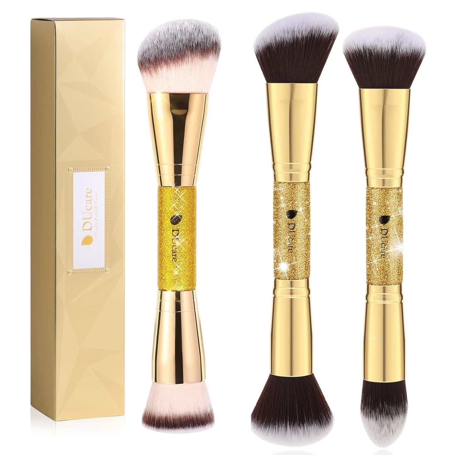 Makeup Brushes Duo End Foundation Powder Buffer and Contour Synthetic Cosmetic Tools