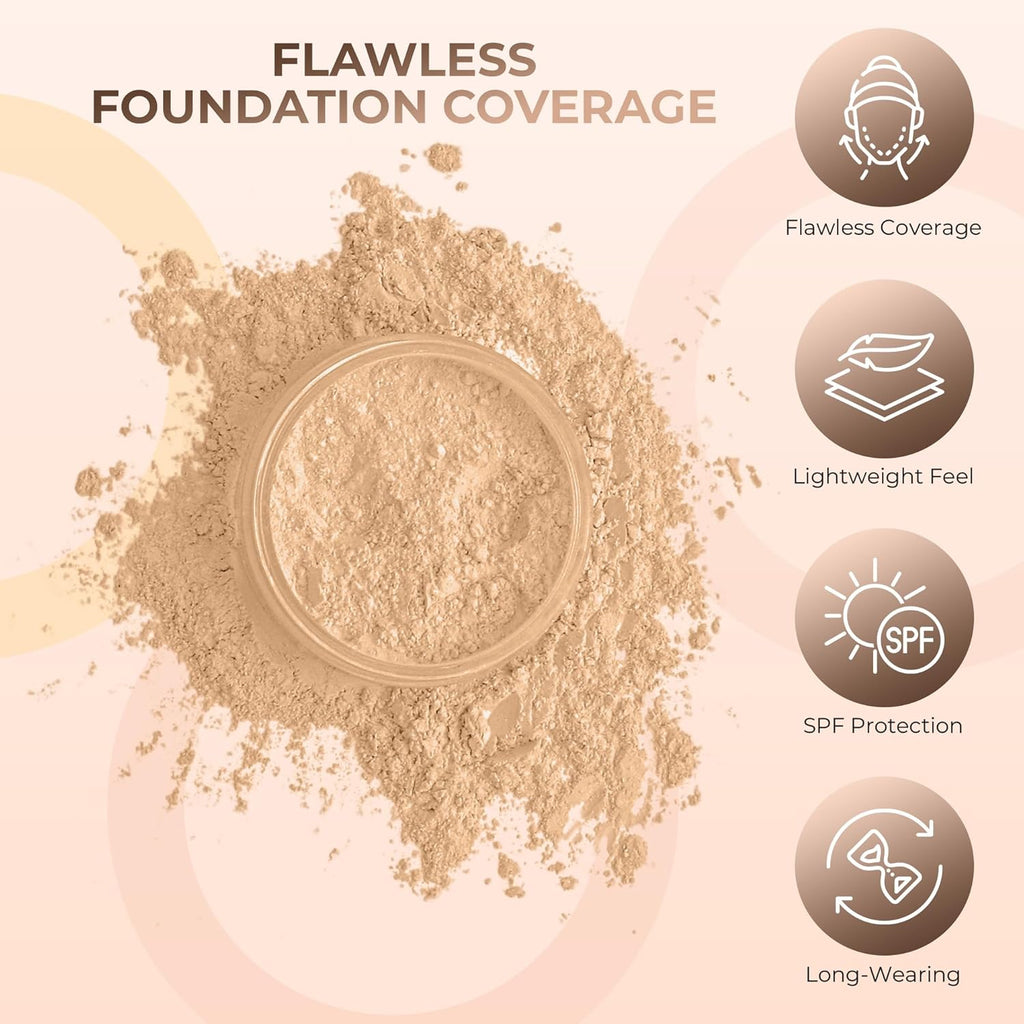 16Pc STARTER KIT with 10 BRUSHES SET (WARM) Mineral Makeup Bare Face Loose Powder Includes Matte Foundation, Veil Primer, Blush, Bronzer, Translucent Finishing Setting Powder SPF 30 Travel Size