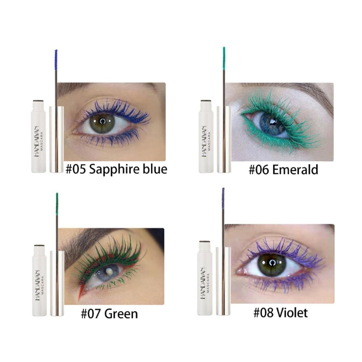 Colored Mascara Sets, 12 Colors Waterproof Colorful Mascara Gift Set, Red Pink Purple Blue White Black Colorful Mascara Charming Long Lasting Voluminous Mascara for Eyelash Eye Makeup