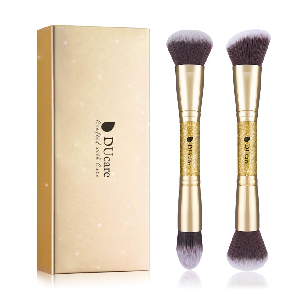 Makeup Brushes Duo End Foundation Powder Buffer and Contour Synthetic Cosmetic Tools
