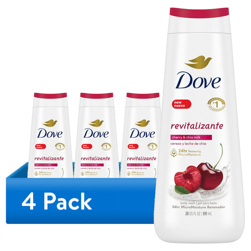 (4-Pack) PR Body Wash for Women – Moisturizing Cherry & Chia Milk Cleanser, 20 oz
