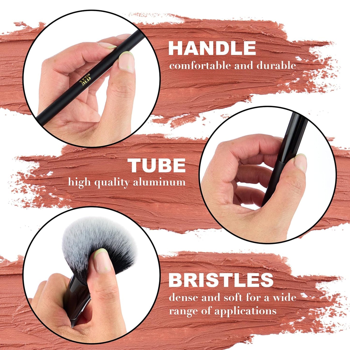 10Pc Pro Makeup Brush Set in Black - 10 Quality Soft Bristle Makeup Brushes for Everyday Use - Professional Makeup Brushes & Tools