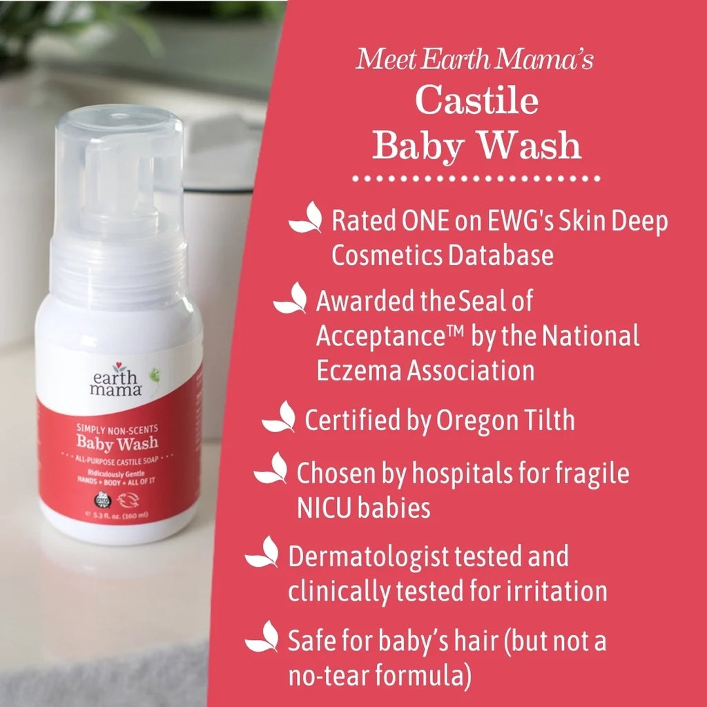 Organics Simply Non-Scents Baby Wash – Unscented, Gentle for Sensitive Skin, Newborn & Child – 5.3 oz