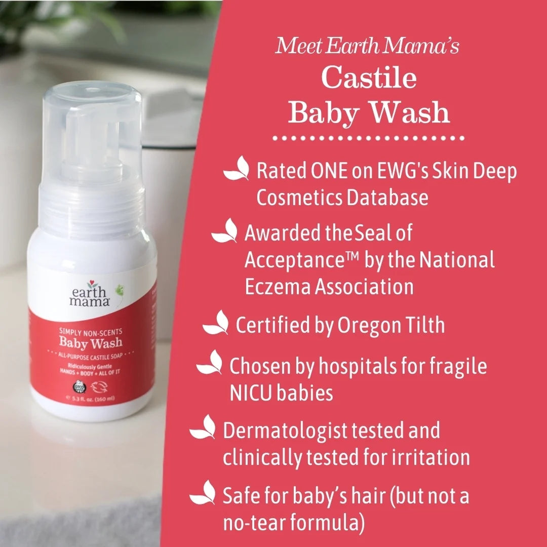 Organics Simply Non-Scents Baby Wash – Unscented, Gentle for Sensitive Skin, Newborn & Child – 5.3 oz