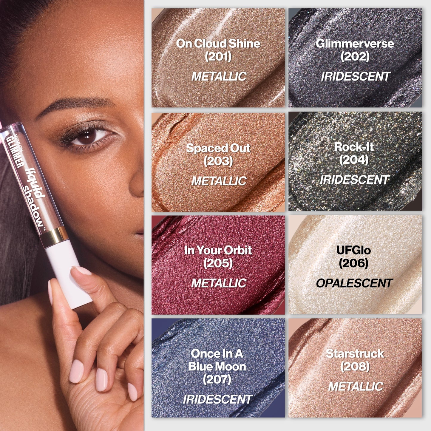 Glimmer Liquid Shadow, Shimmer Eyeshadow Makeup, 203 Spaced Out, 0.10 Fl Oz