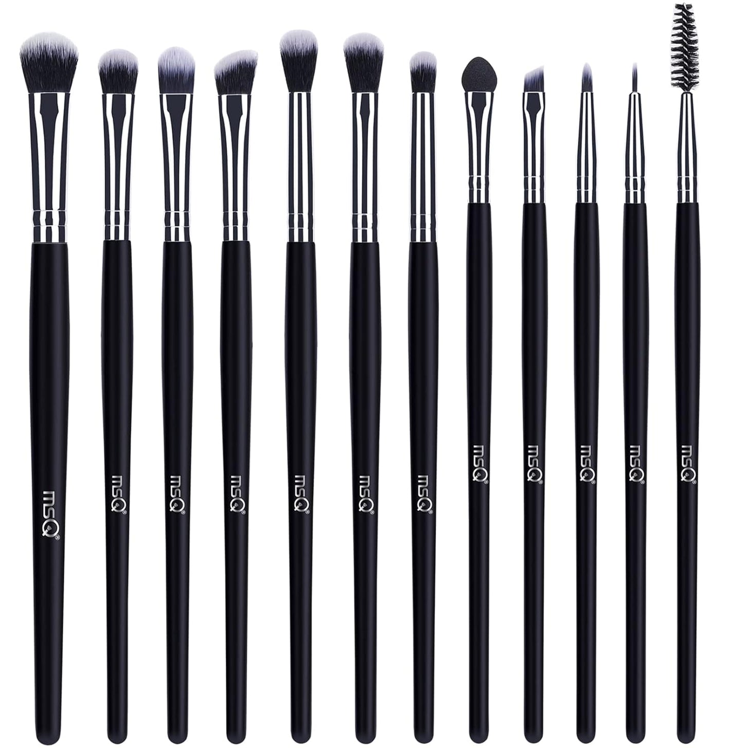 12Pcs Eye Makeup Brushes Set – Synthetic Bristles & Wooden Handles (Black)