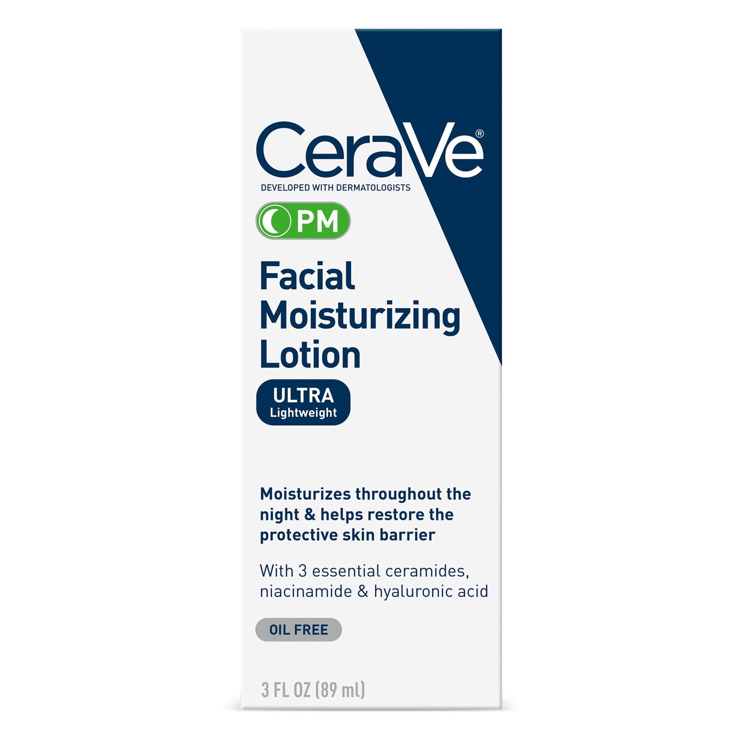 Cera Ve PM Facial Moisturizing Lotion Night Cream, 3 Fl Oz
