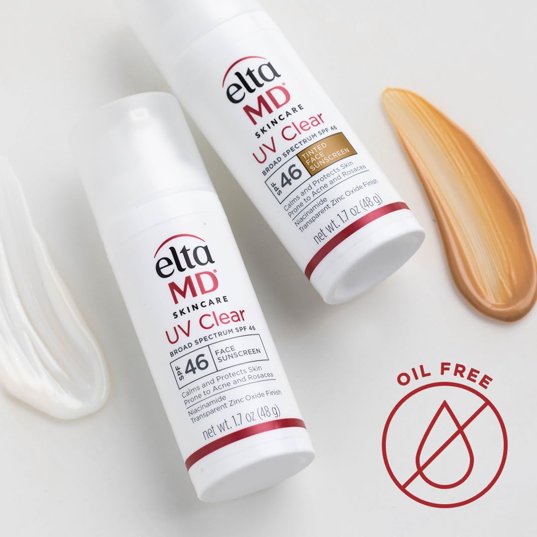 EltaMD UV Clear Face Sunscreen SPF 46, Oil Free Sunscreen for Face with Zinc Oxide, Dermatologist Recommended Lotion,1.7 oz Pump