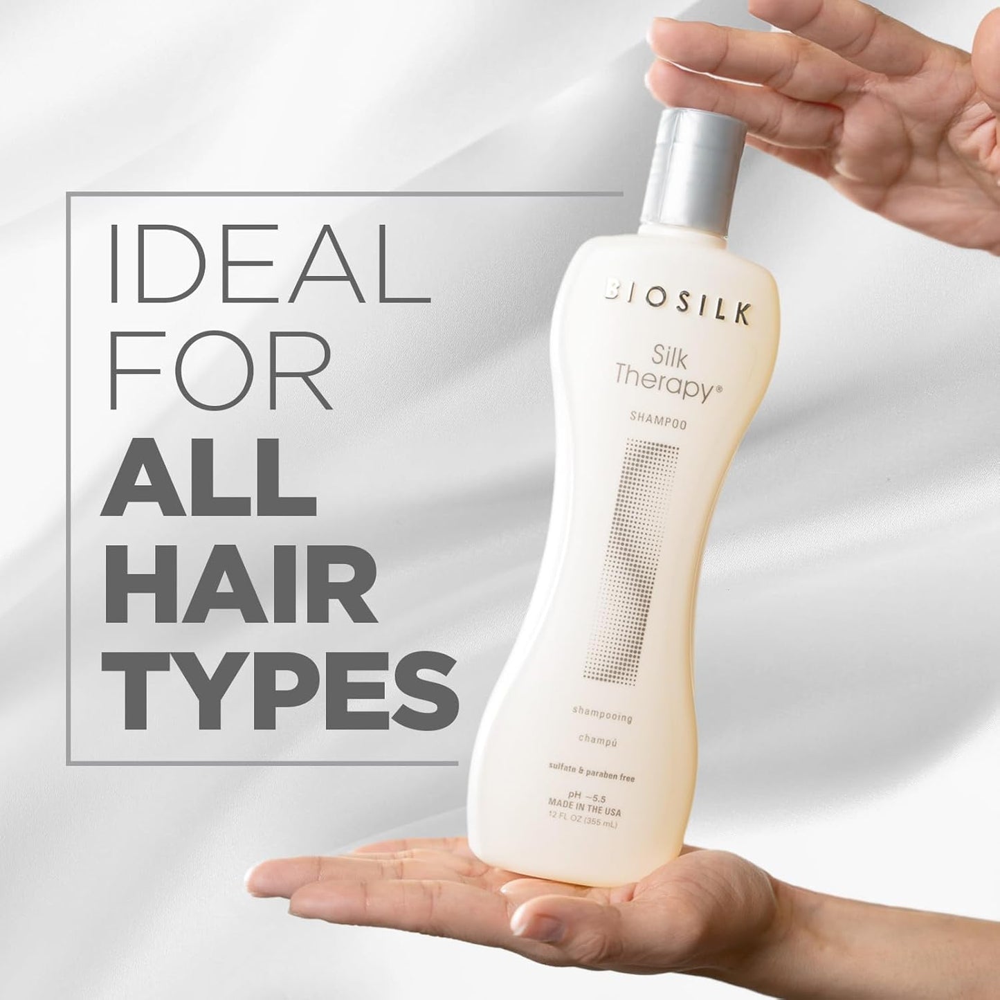 Silk Therapy Shampoo, Gentle Hair Cleanser Delivers Healthy & Shiny Hair, Great for All Hair Types, Sulfate, Paraben, & Cruelty-Free, 12 Oz