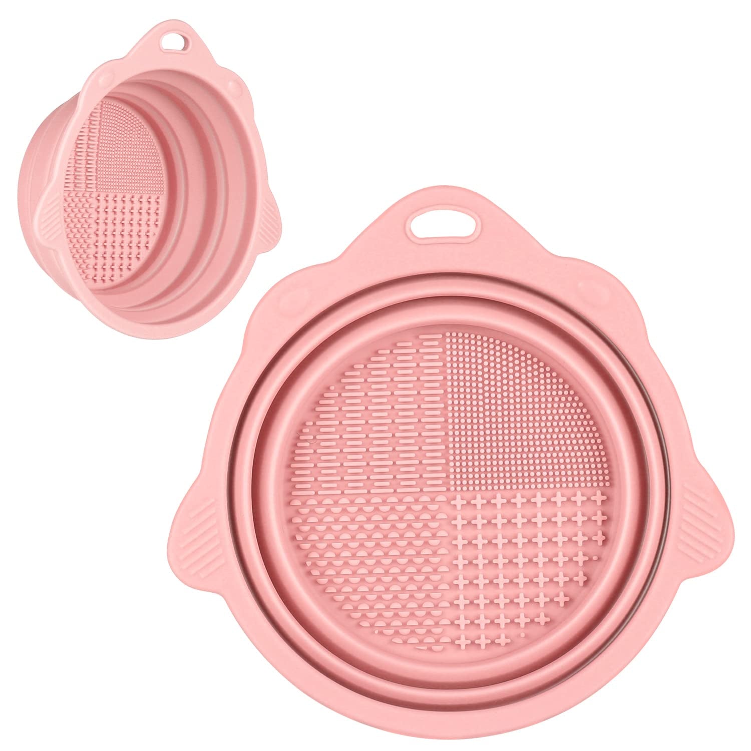 Foldable Silicone Makeup Brush Cleaner Bowl – Portable & Compact (Pink)