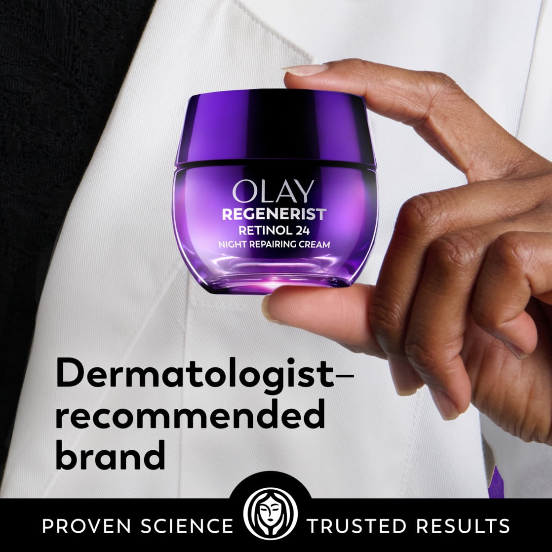 OLAY REGENERIST Retinol 24 Night Cream, Anti-Aging Moisturizer, Fragrance-Free, Non-Greasy, Triple Collagen Peptide