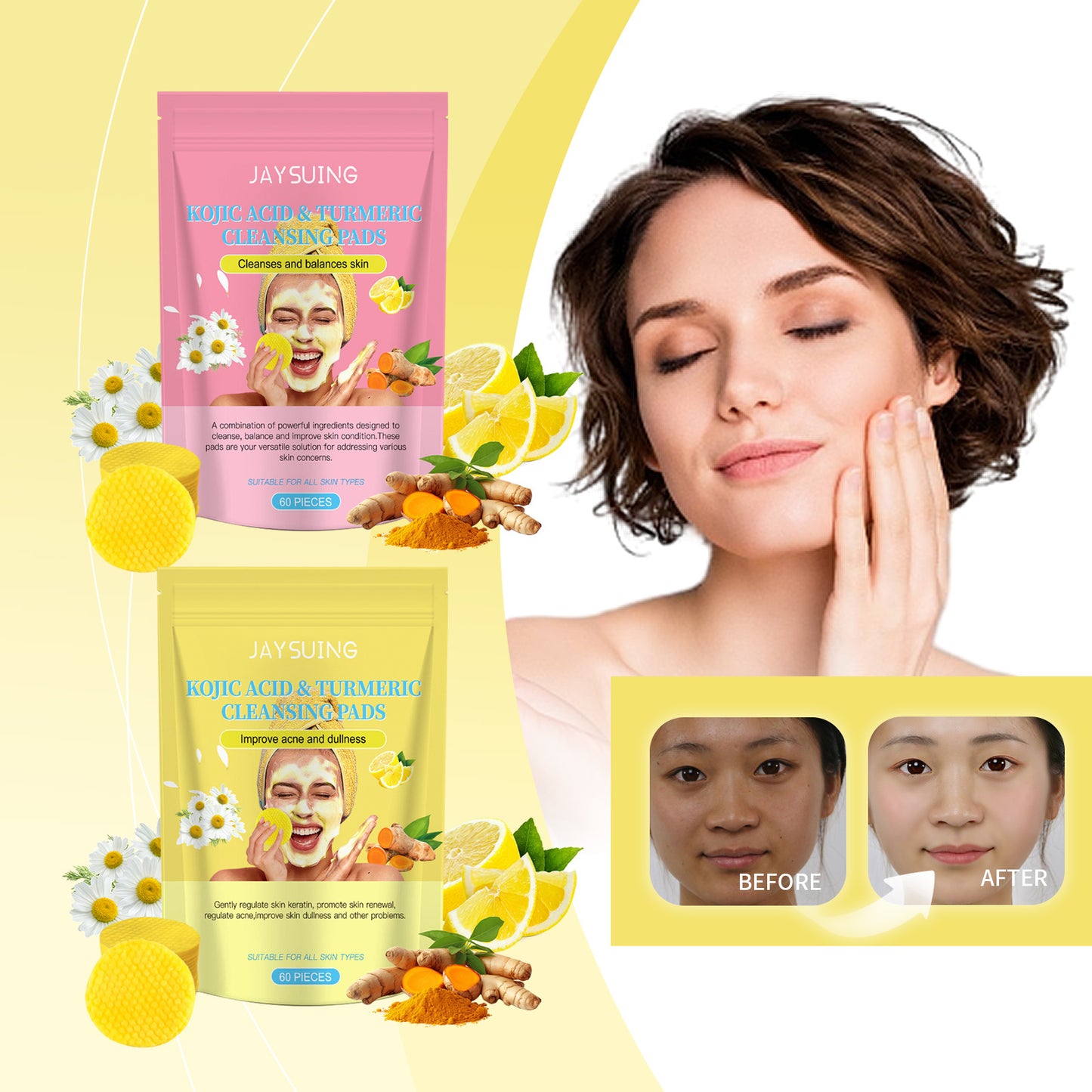 Jaysuing Kojic Acid Turmeric Cleansing Pad