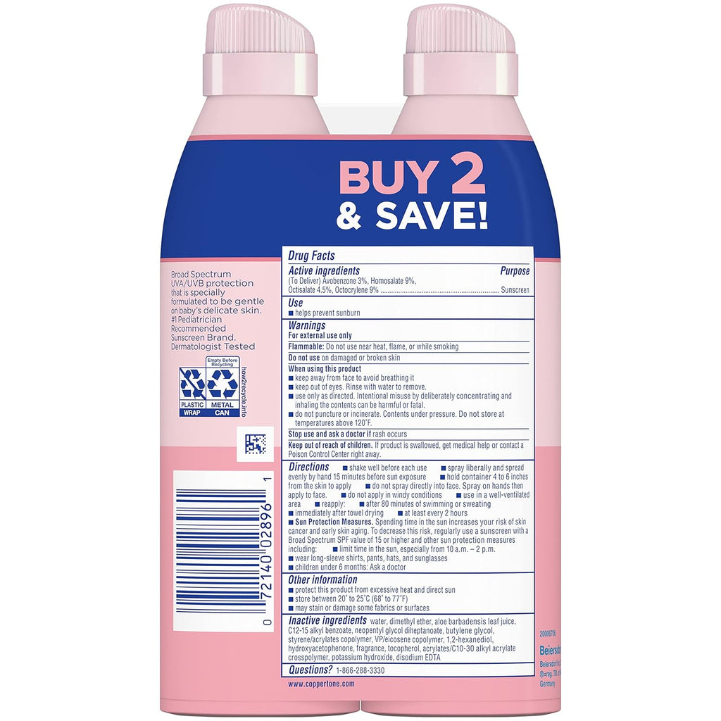 WaterBabies SPF 50 Baby Sunscreen Spray – 6oz, 2-Pack