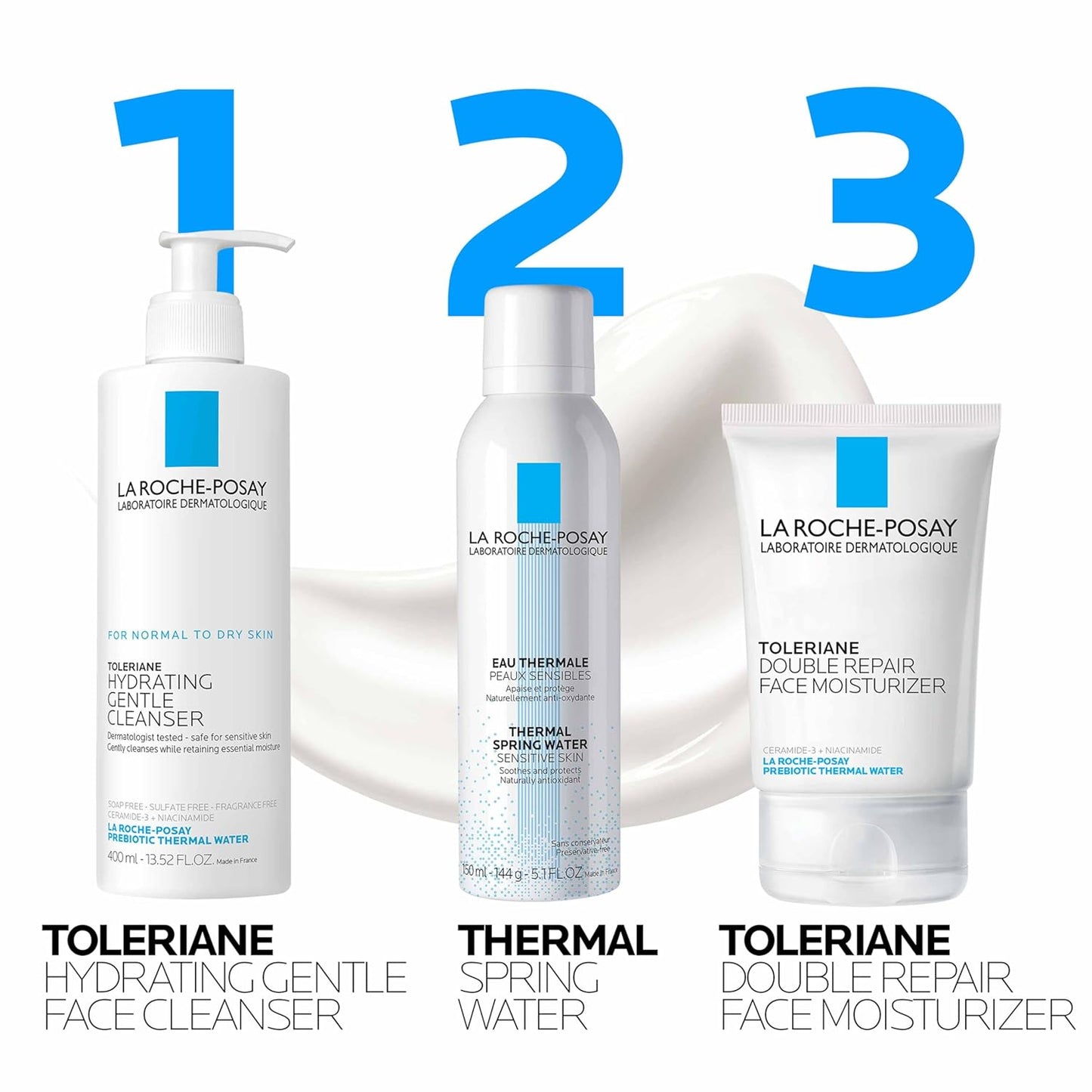 Toleriane Double Repair Face Moisturizer, Daily Moisturizer Face Cream with Ceramide & Niacinamide for All Skin Types, Immediate Comfort & Long Lasting Hydration, Fragrance Free