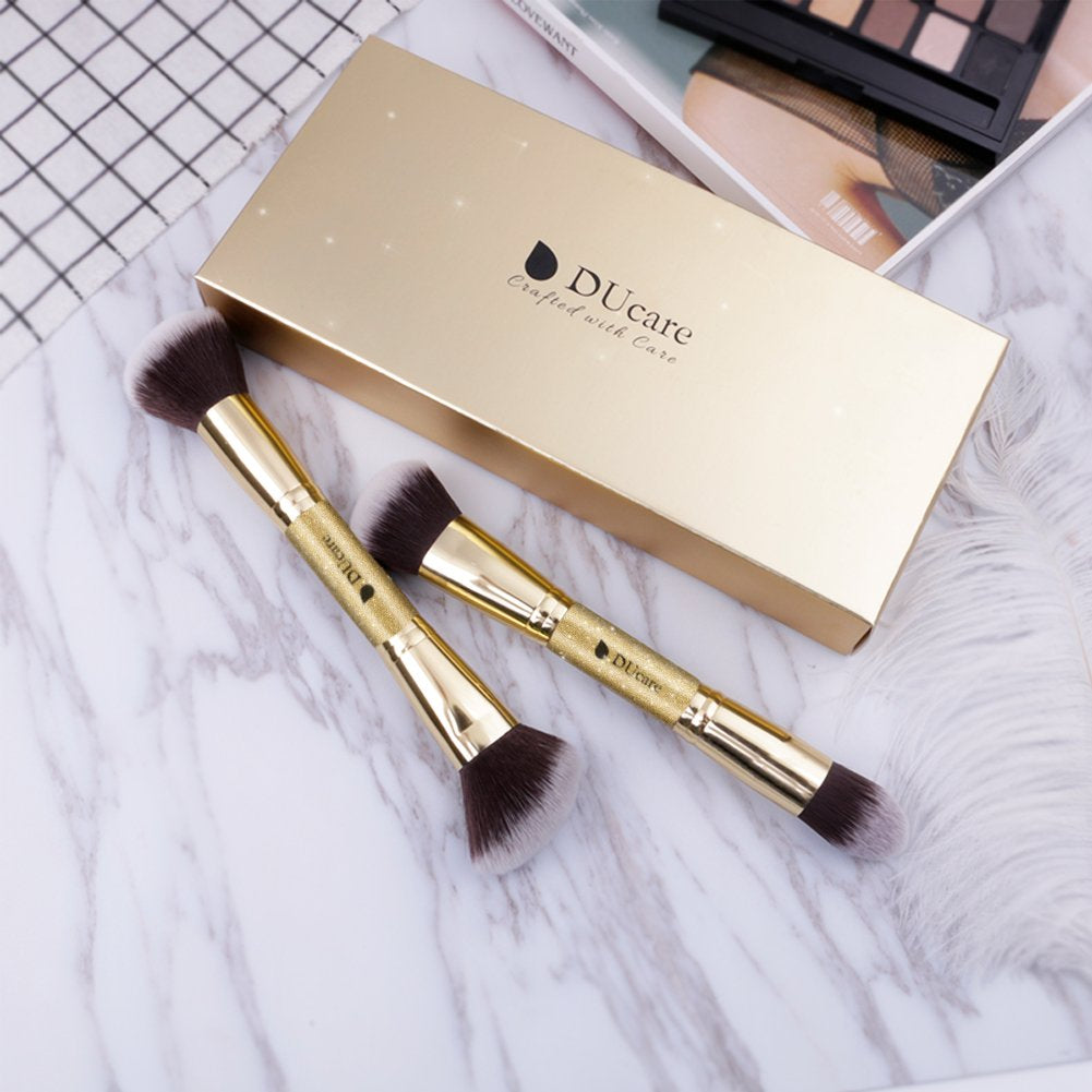 Makeup Brushes Duo End Foundation Powder Buffer and Contour Synthetic Cosmetic Tools