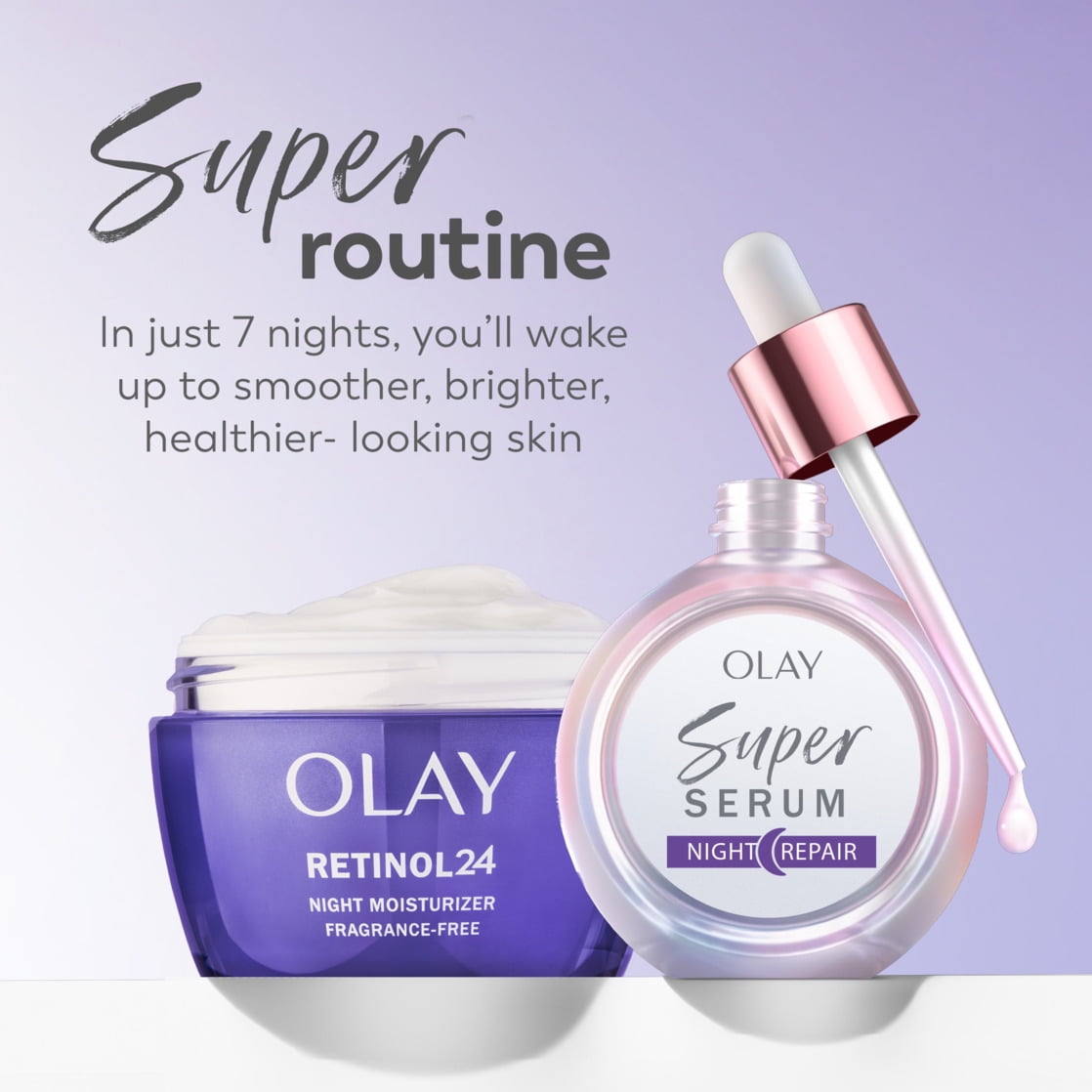 Olay Super Serum Night Repair 5-in-1 Lightweight Skin Cell Renewing Face Serum, 1.0 fl oz Wrinkle Correcting Skin Care Treatment with Salicylic Acid, Niacinamide, Lactic Acid, Glycerin, Peptide