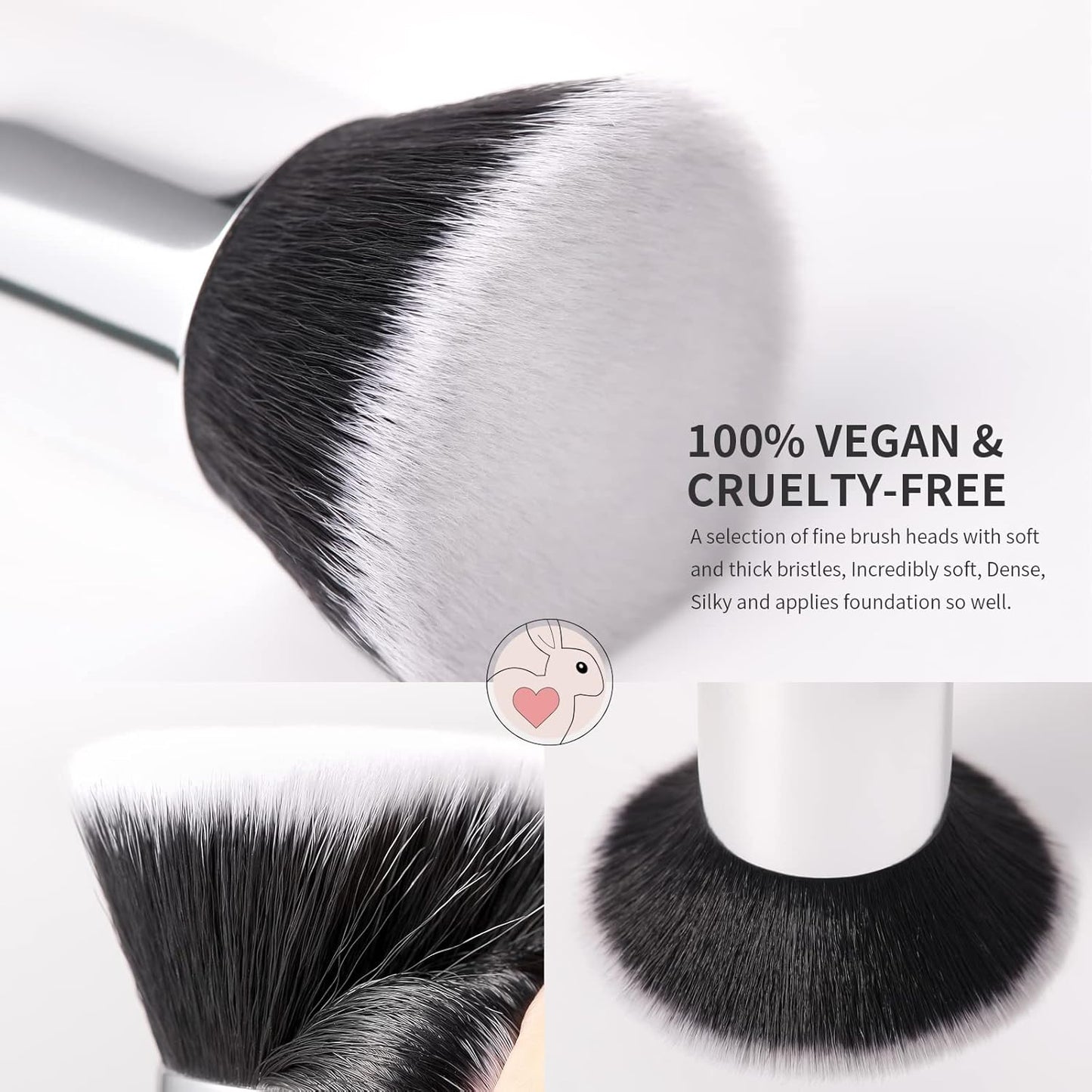 Foundation Brush for Liquid Makeup, Flat Top Kabuki Synthetic Professional Makeup Brushes Liquid Blending Mineral Powder Buffing Stippling Makeup Tools
