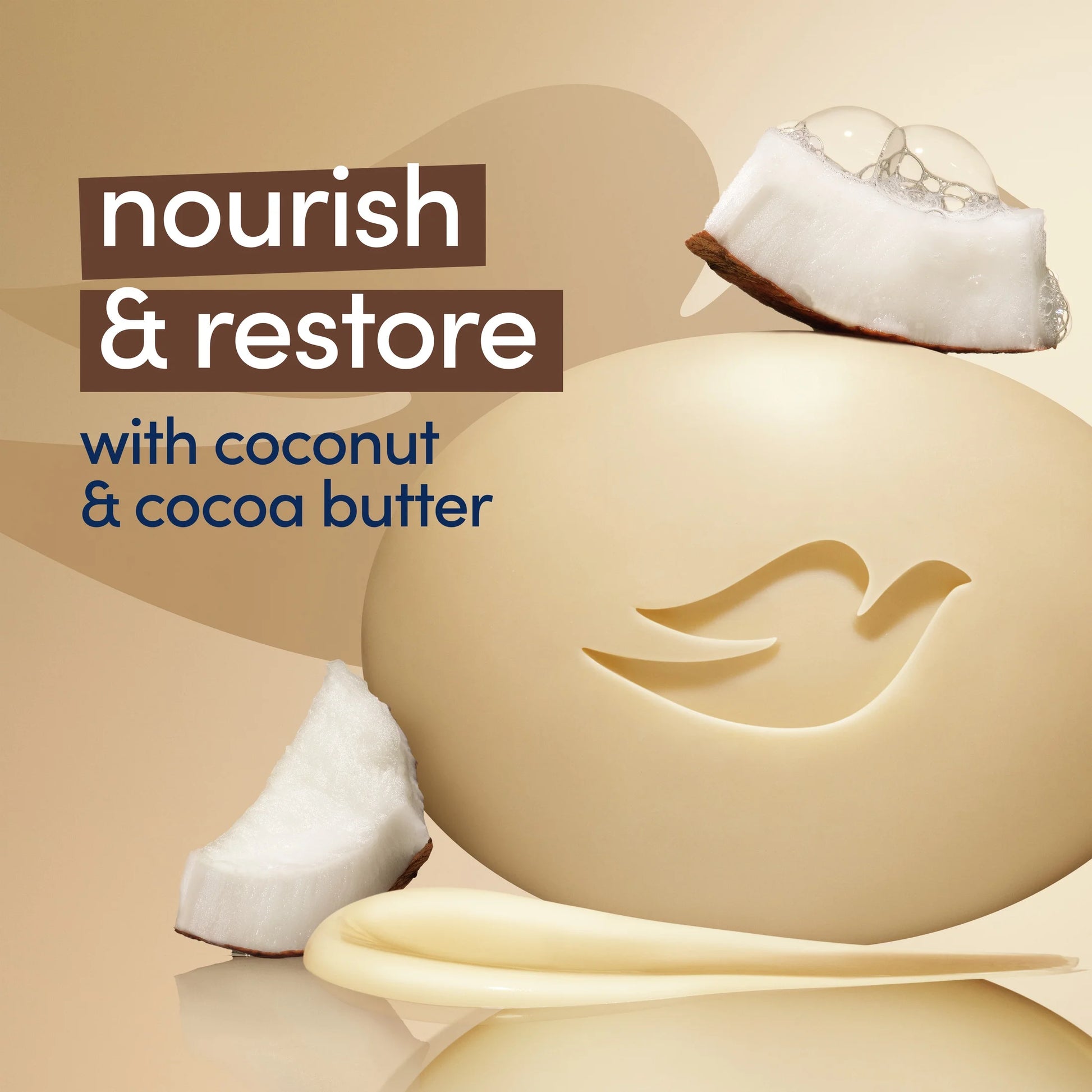 Beauty Bar Soap for Women – Restorative Coconut & Cocoa Butter Formula for All Skin Types, 3.75 oz, Pack of 8 Bars