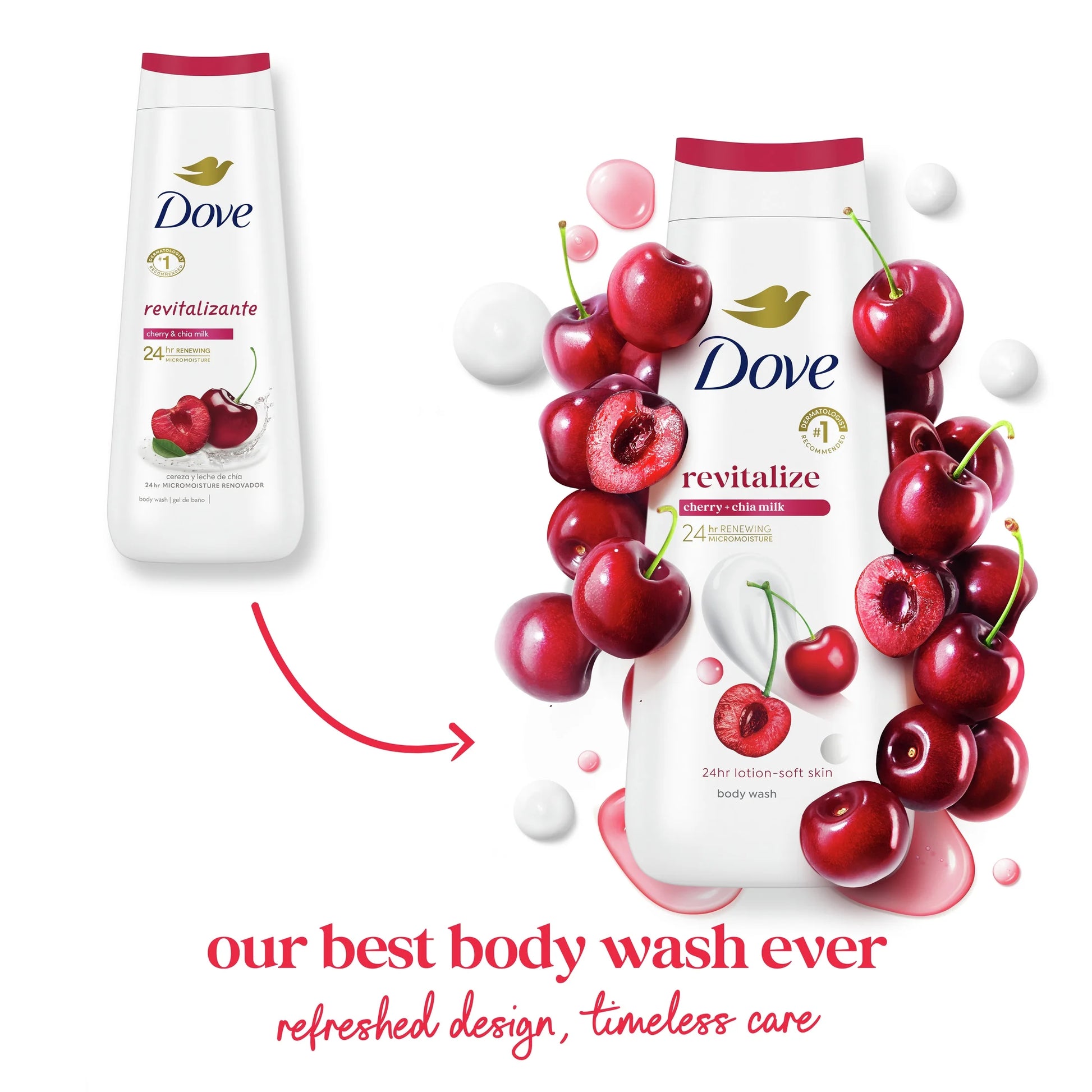 (4-Pack) PR Body Wash for Women – Moisturizing Cherry & Chia Milk Cleanser, 20 oz