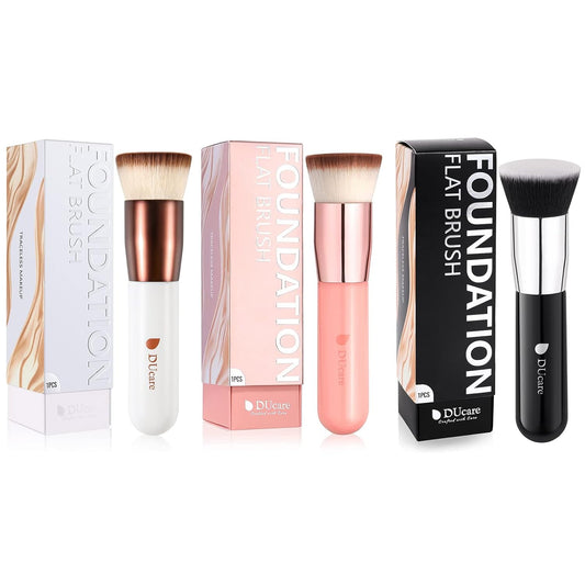 Foundation Brush 3Pcs  Flat Top Kabuki Brush Synthetic Professional Makeup Brushes Liquid Blending Mineral Powder Buffing Stippling