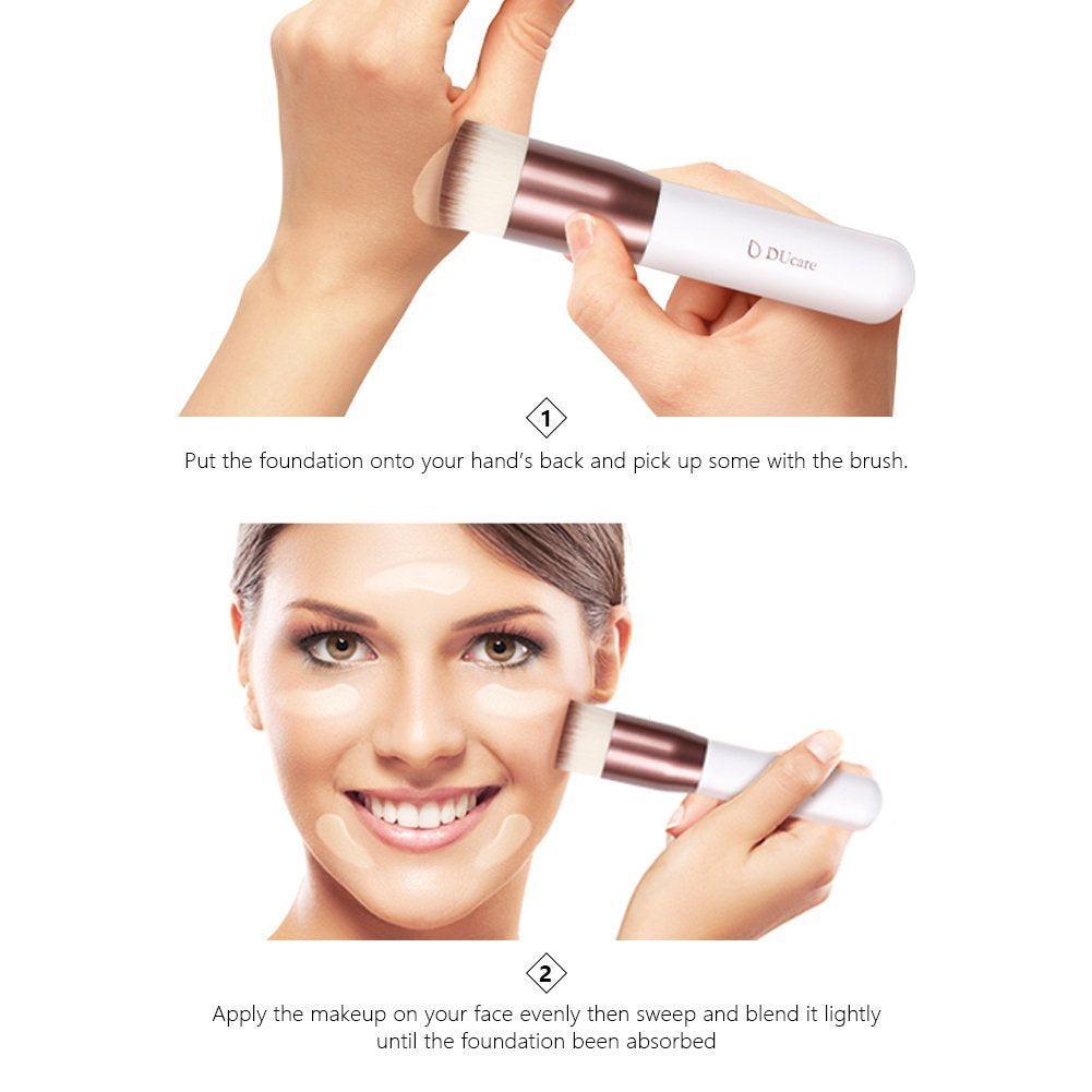 Foundation Brush 3Pcs  Flat Top Kabuki Brush Synthetic Professional Makeup Brushes Liquid Blending Mineral Powder Buffing Stippling