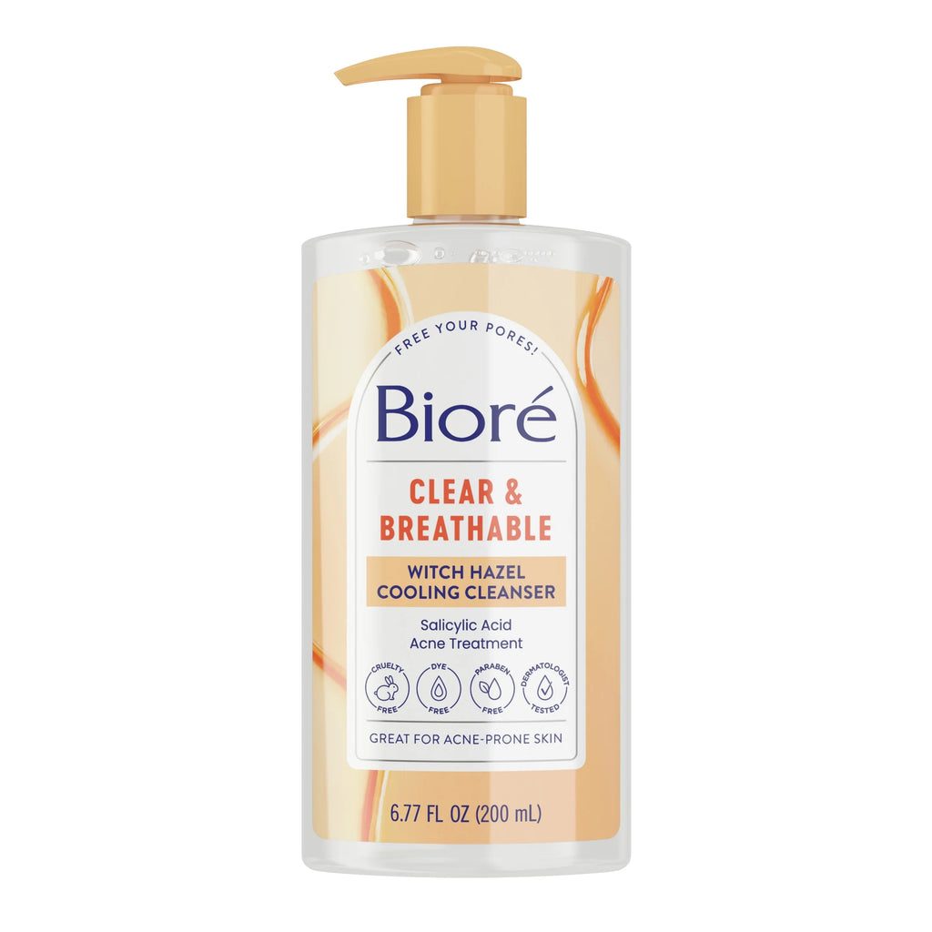 Biore Witch Hazel Face Wash Cleanser – Acne Prone Skin, 6.77 Fl Oz